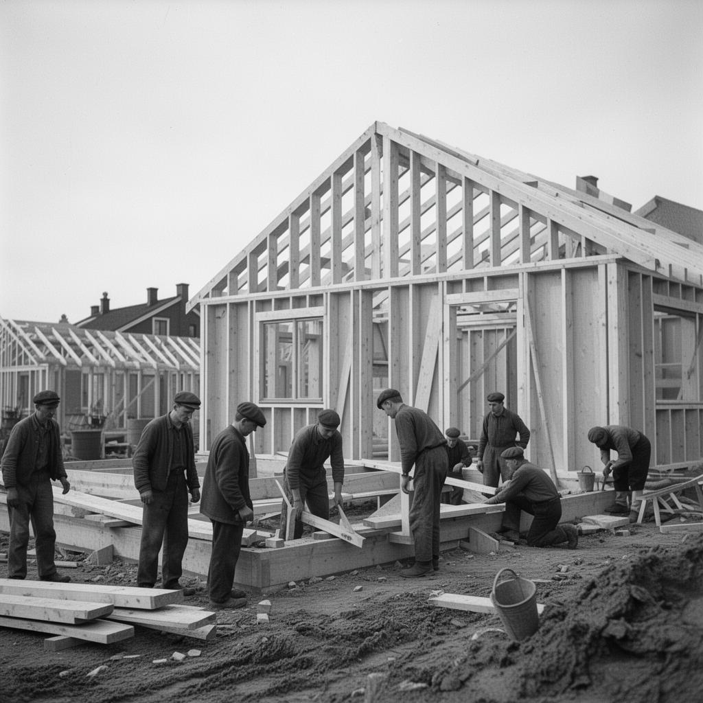 Historical construction of Bräcke houses